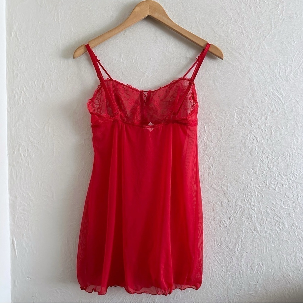 B.tempt’d Red Sheer Mesh Babydoll Mini Dress Size M - Picture 4 of 5